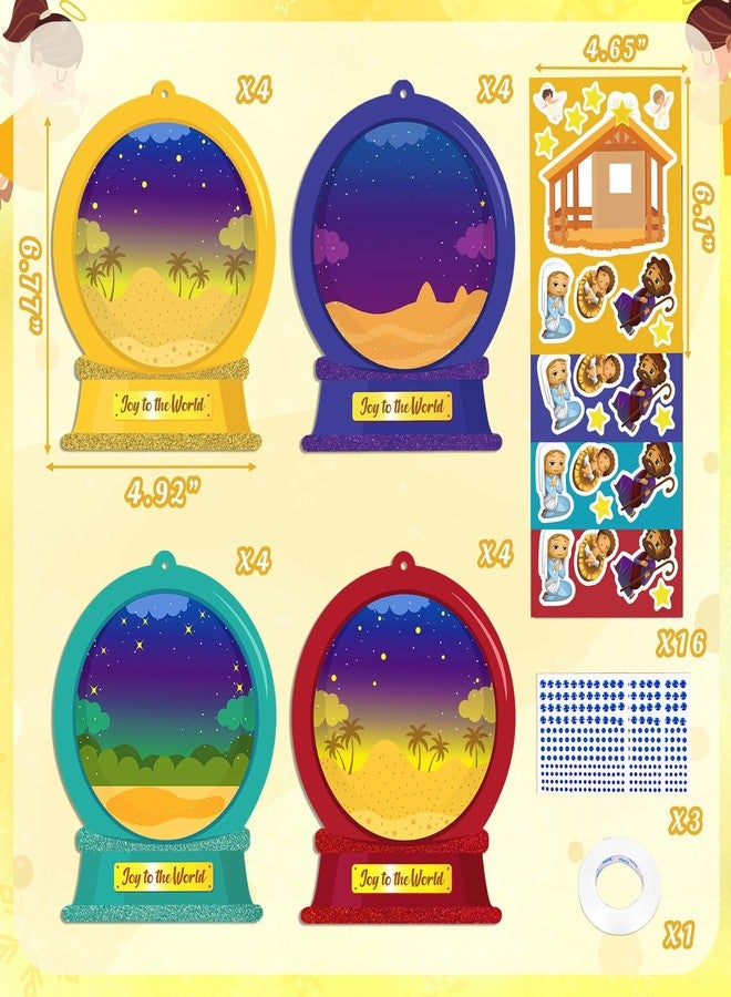 80UncleKimby 16PCS Christian Christmas Nativity Snow Globe Ornaments Crafts Kit, Make Your Own Religious Jesus Birth Scene Stickers Decorations Winter Holiday Birthday Gifts Party Favors Supplies - Image 3